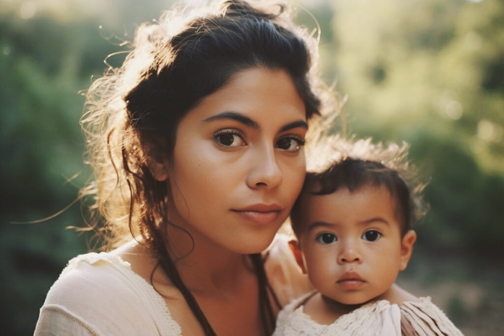 a Spanish mom with a baby