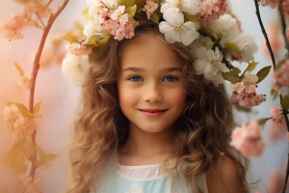 a beautiful girl with flowers