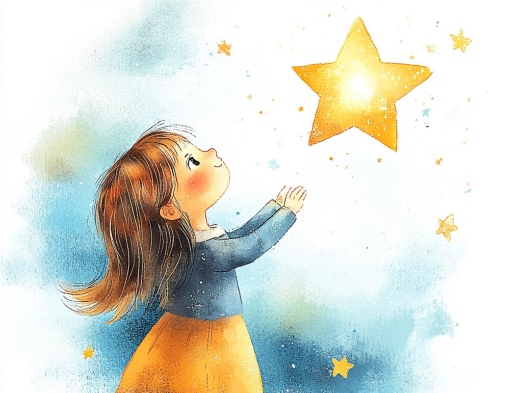 a girl reaching for the star