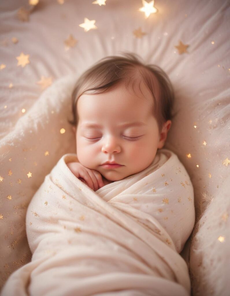 a peaceful sleeping newborn baby