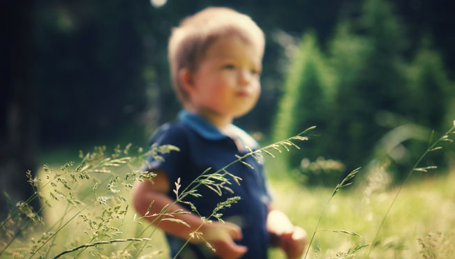 boy standing in tall grass