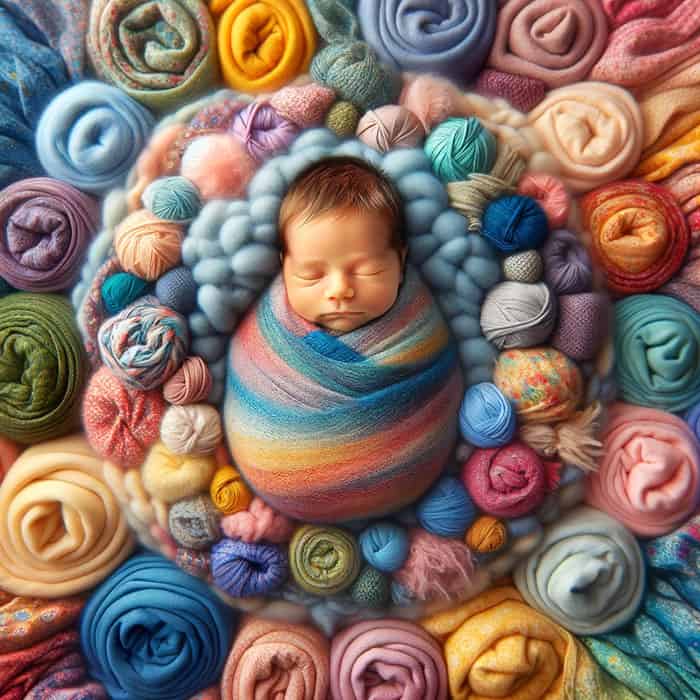 a newborn in a colorful blanket