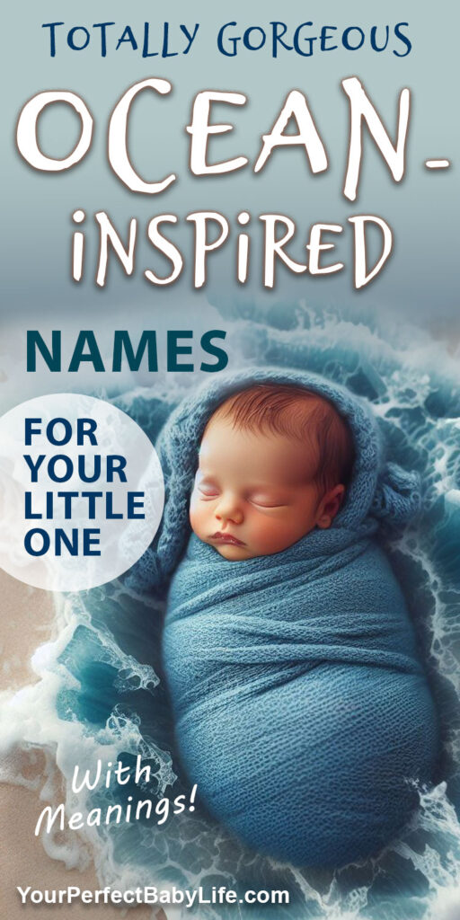 a newborn is sleeping peacefully  in ocean waves | ocean-inspired names