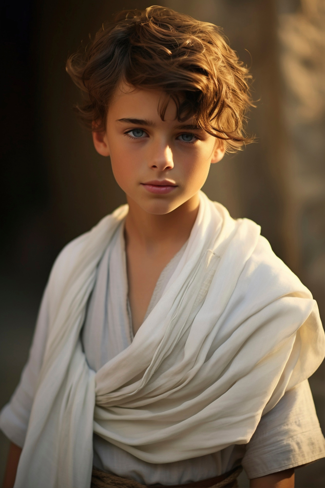 a portrait of an Ancient Greek boy