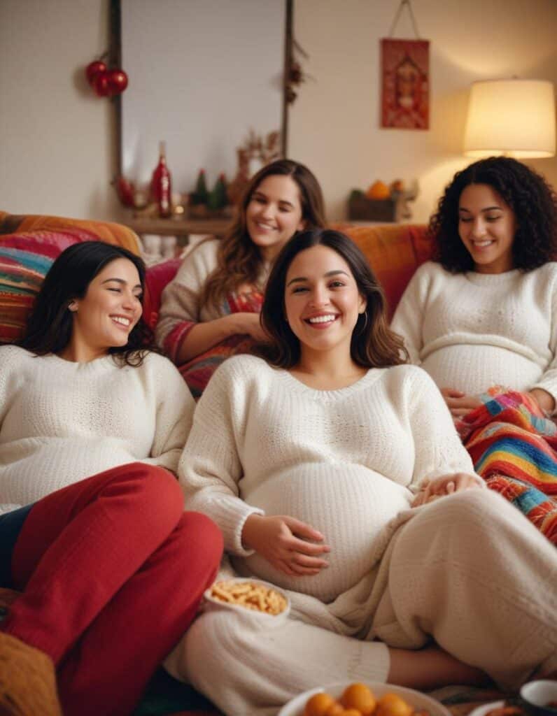 young ladies siting comfy on a coutch