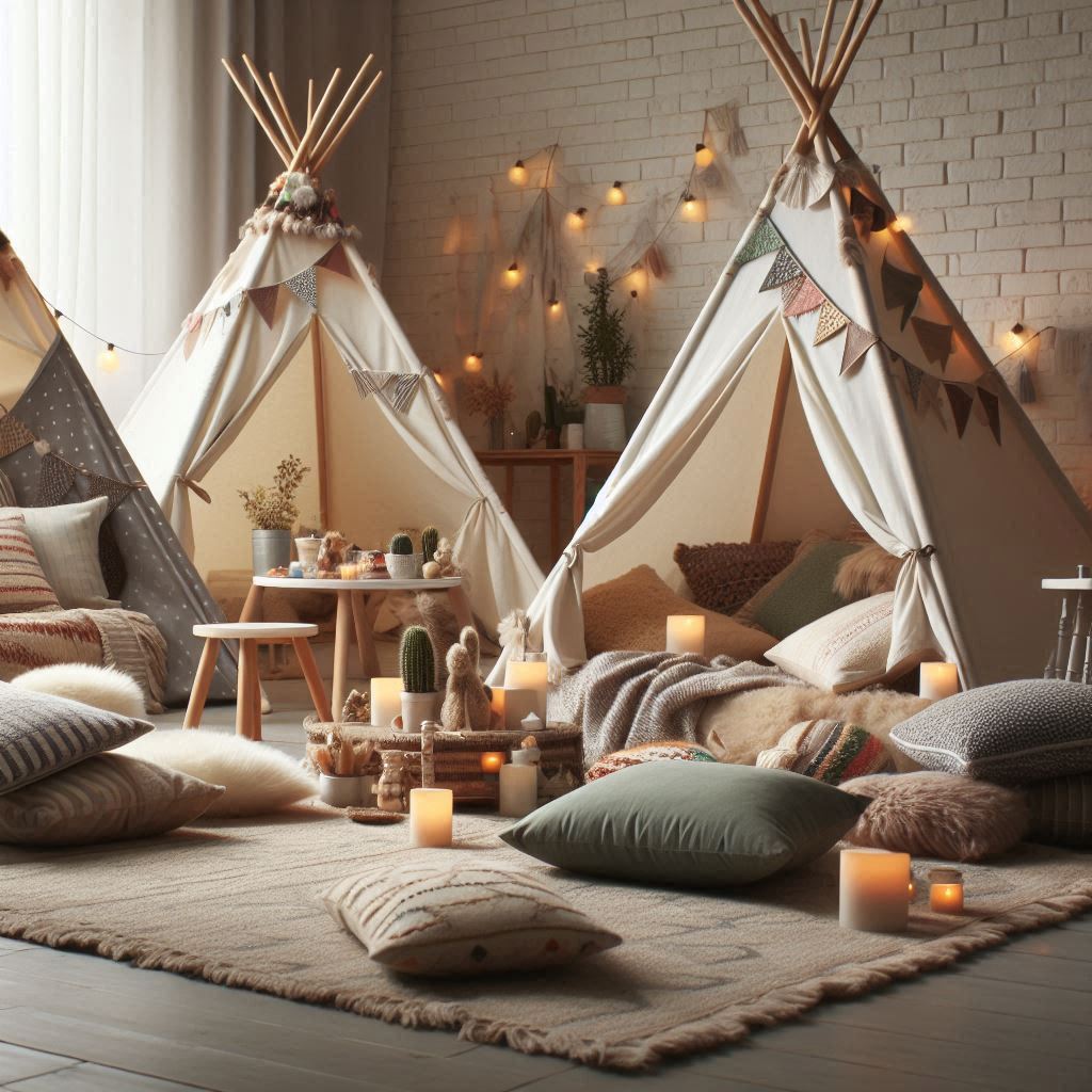 teepee-decorated baby shower decor